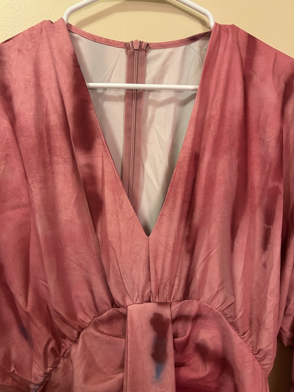 Rose Pink Tie-Dye Maxi Dress V-Neck Flowy Boho Summer Dress Size M - Picture 2 of 3
